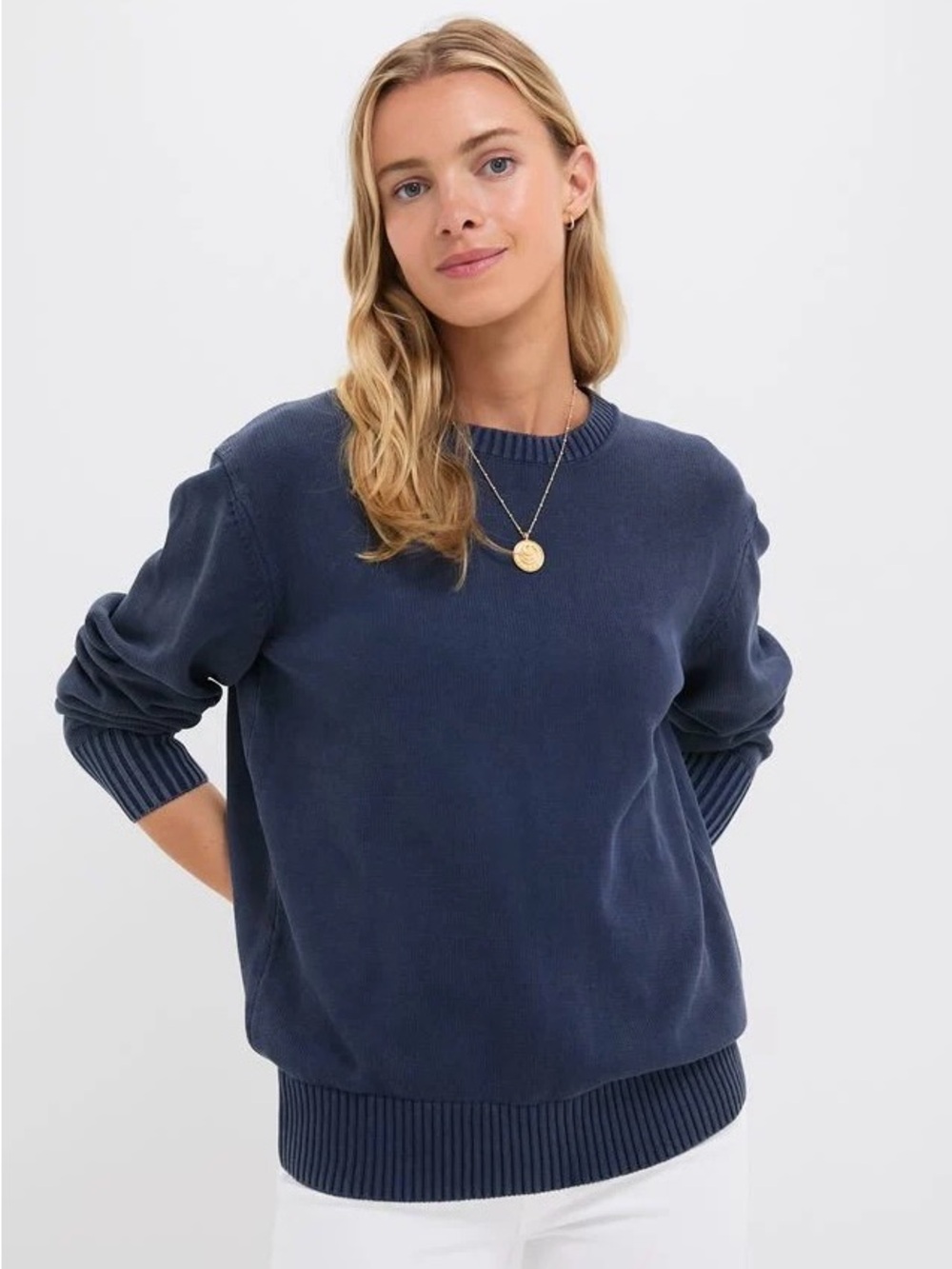 Tuckernuck Navy Stone Washed Cotton Anne Crewneck Sweater